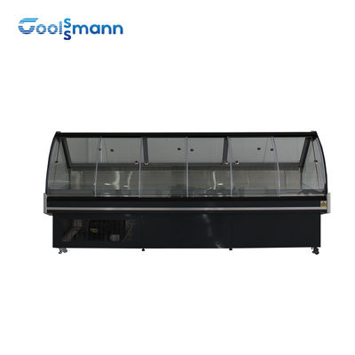 Supermarket Deli Display Refrigerator Cooked Food Curved Glass Case Freezer Counter